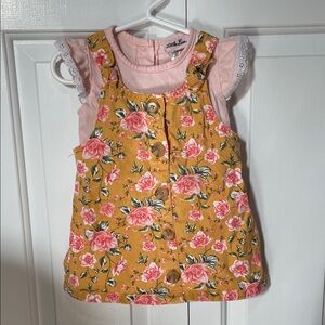 Floral Button-Down Dress with Pink Top